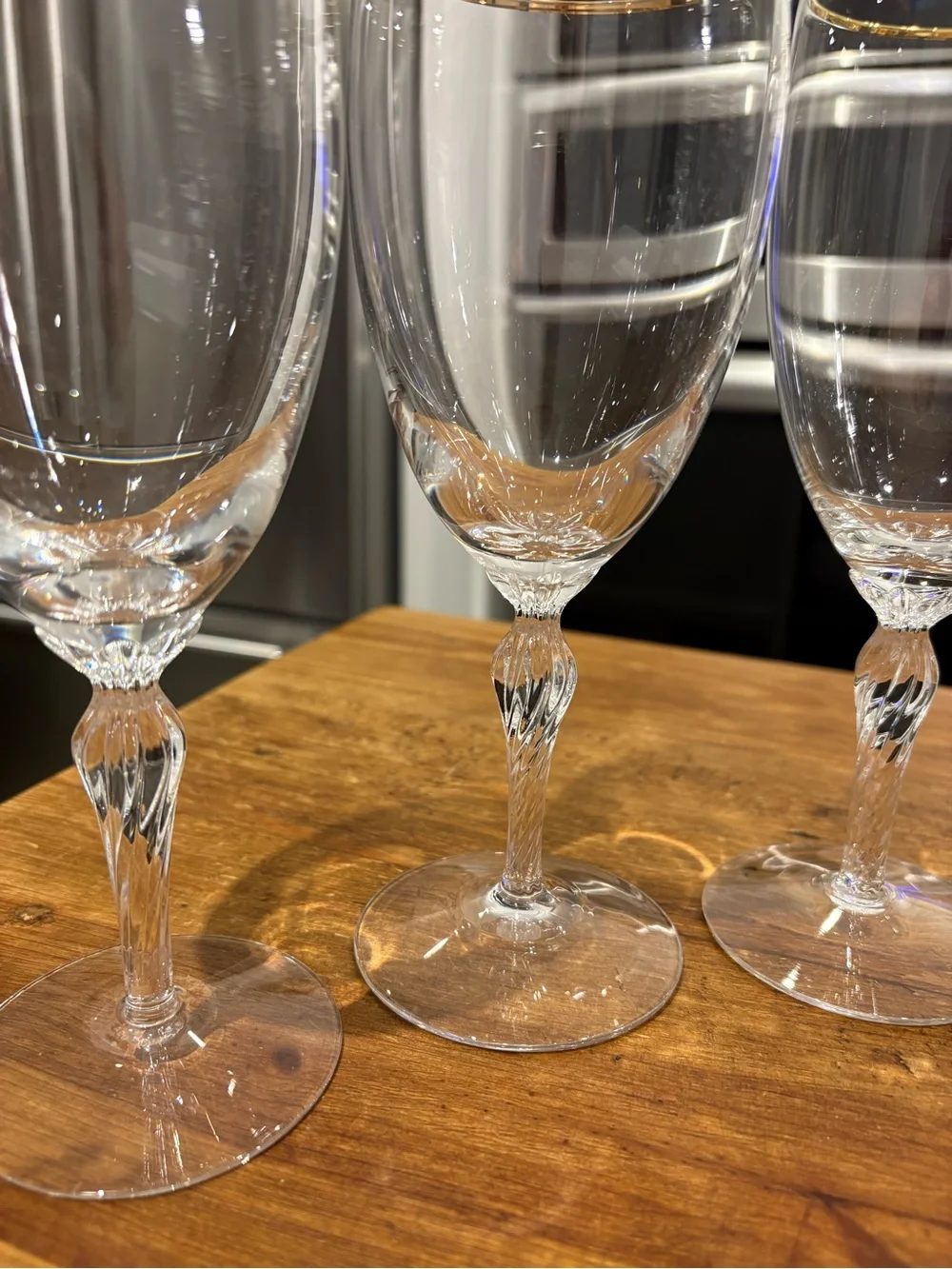 Crystal  Ice Tea Glasses with Gold Rim - Elegant Stemware Lenox Monroe (Set of 4